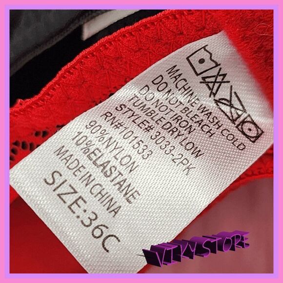 💕 NWT SPREE 2-Pack Push-Up Rhinestone Underwire Bra 36C #7187 💕 - Picture 3 of 6